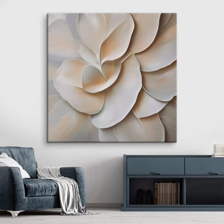 murales de pared Una composición floral con una superficie en relieve texturizada en una gama de tonos beige y crema s50002