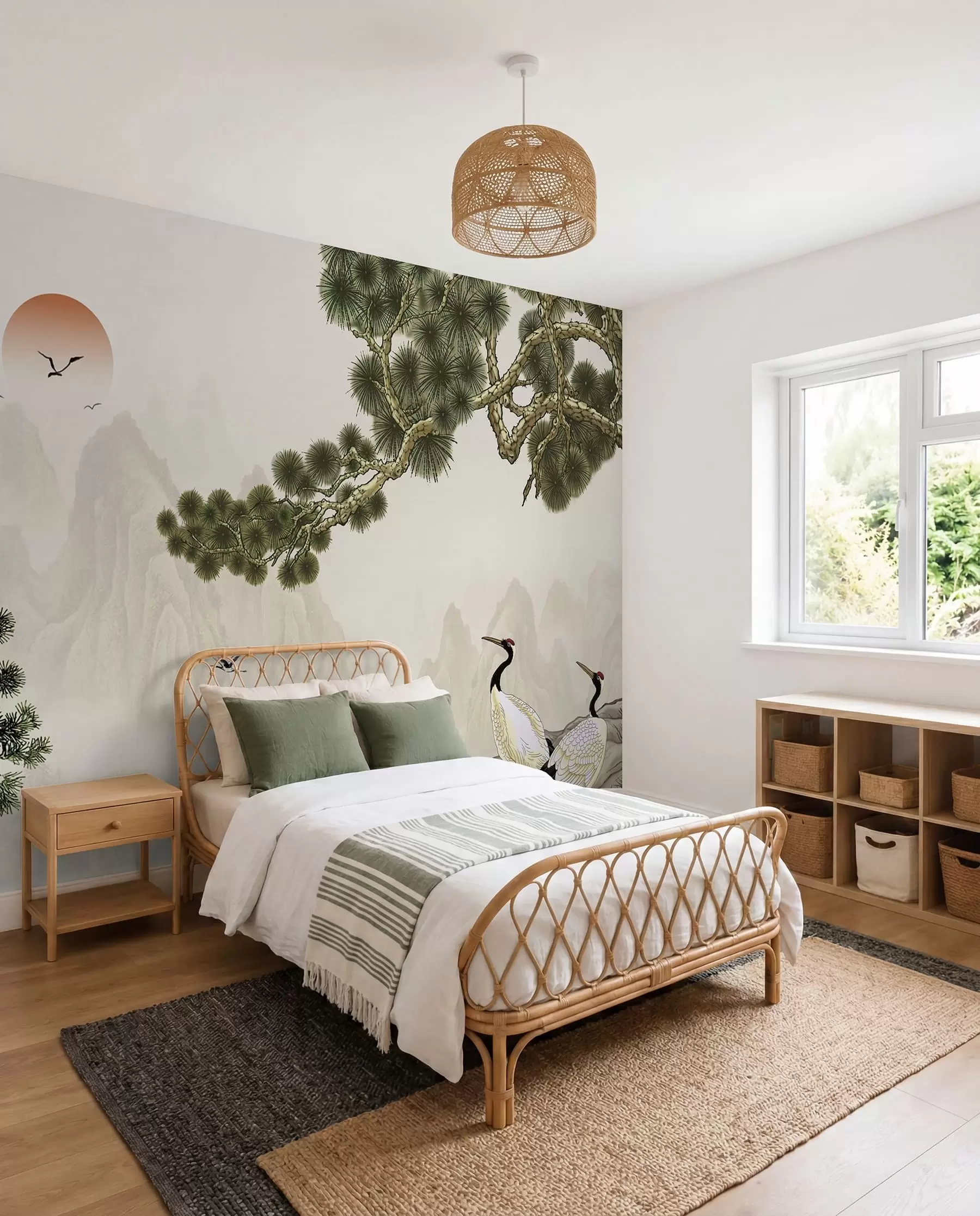 murales de pared Aves bajo los pinos u34508