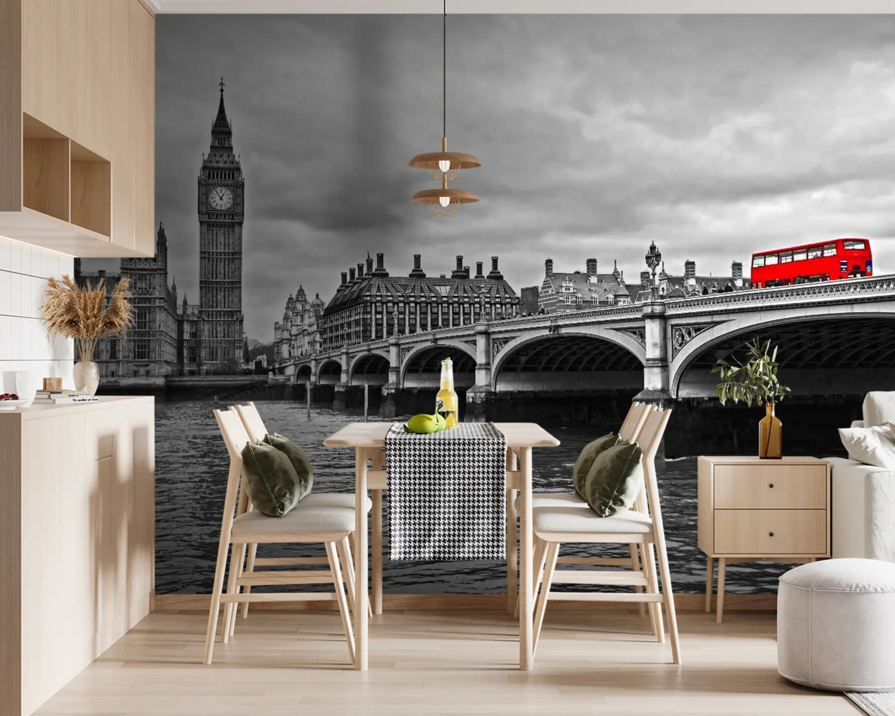 murales de pared Londres, gris y rojo u53383