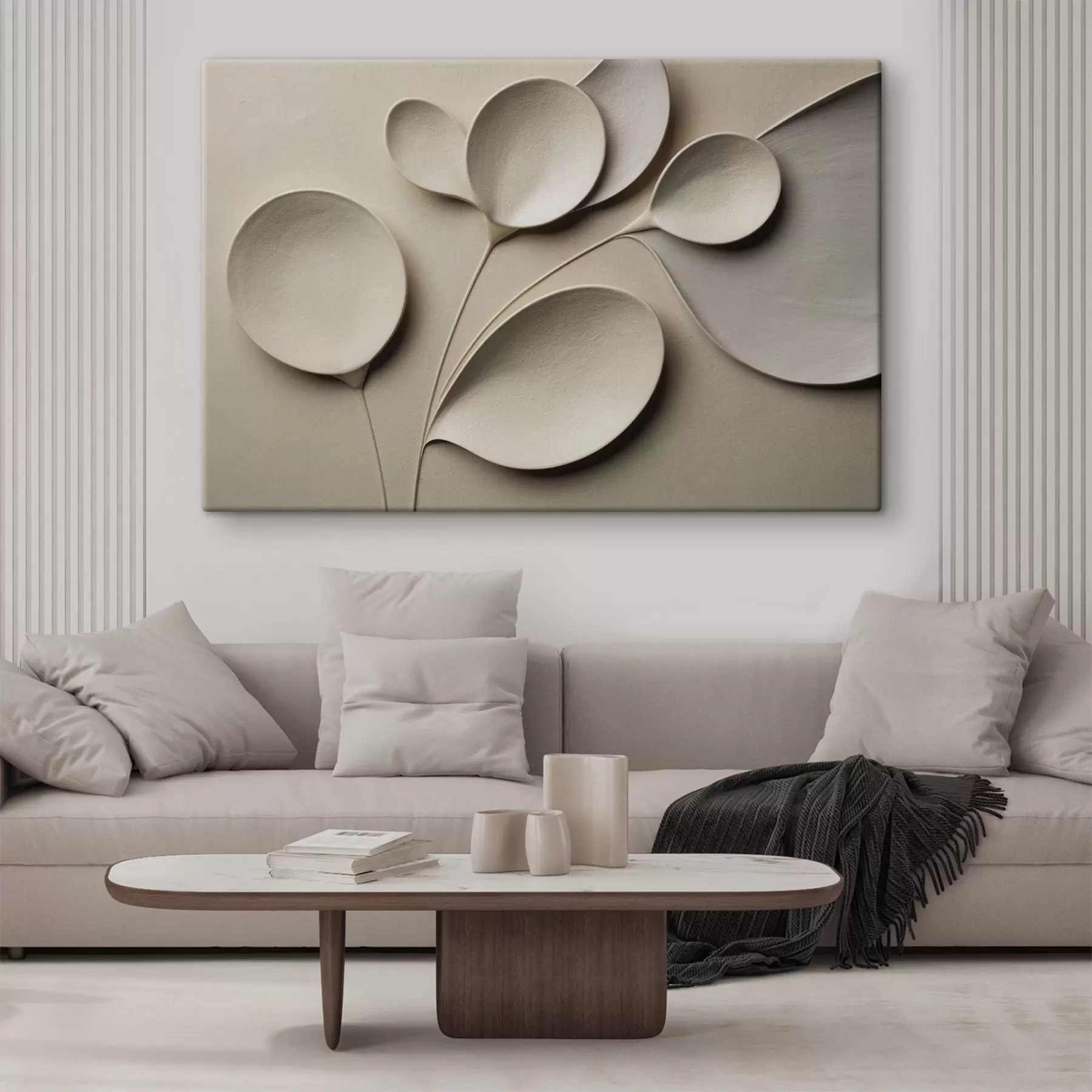murales de pared Hojas redondas en relieve s50015