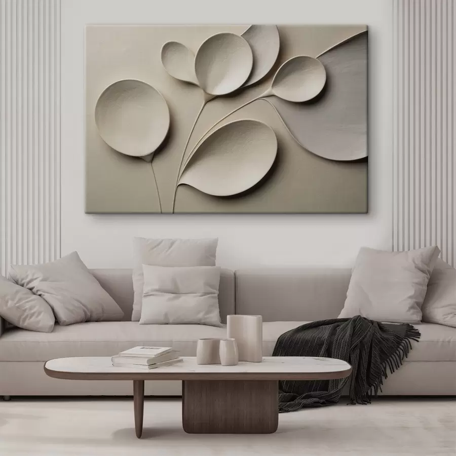 murales de pared Una composición minimalista y con profundidad en una paleta de tonos beige claro s50015