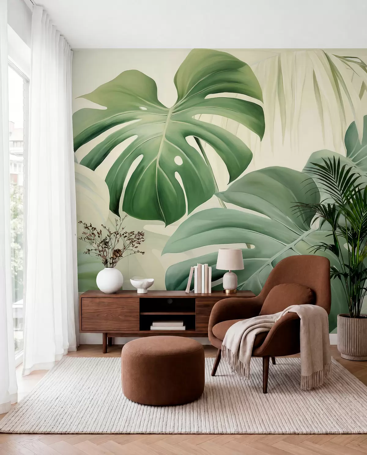 murales de pared Monstera en verde w05909