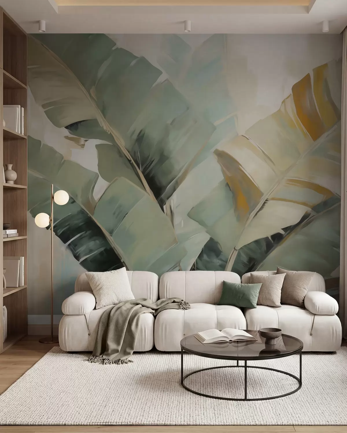 murales de pared Hojas de banano en acuarela w05906