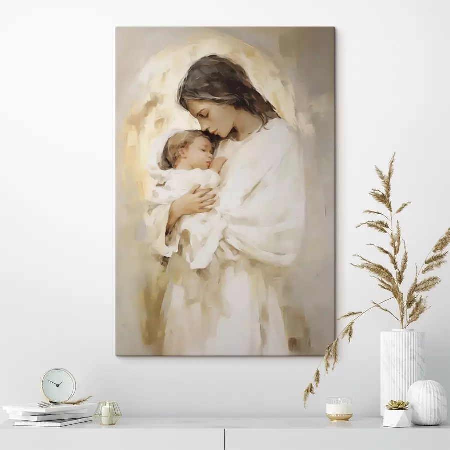 murales de pared Mujer con un niño, imitación de un cuadro s50675