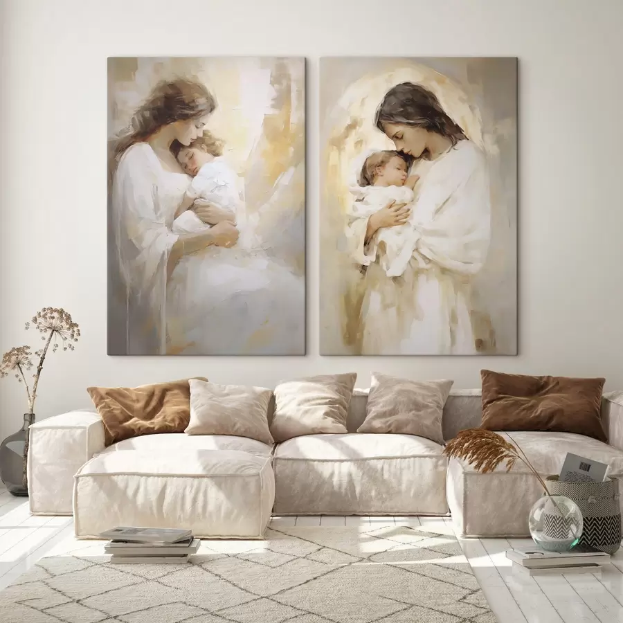 murales de pared Mujer con un niño, imitación de un cuadro m30979