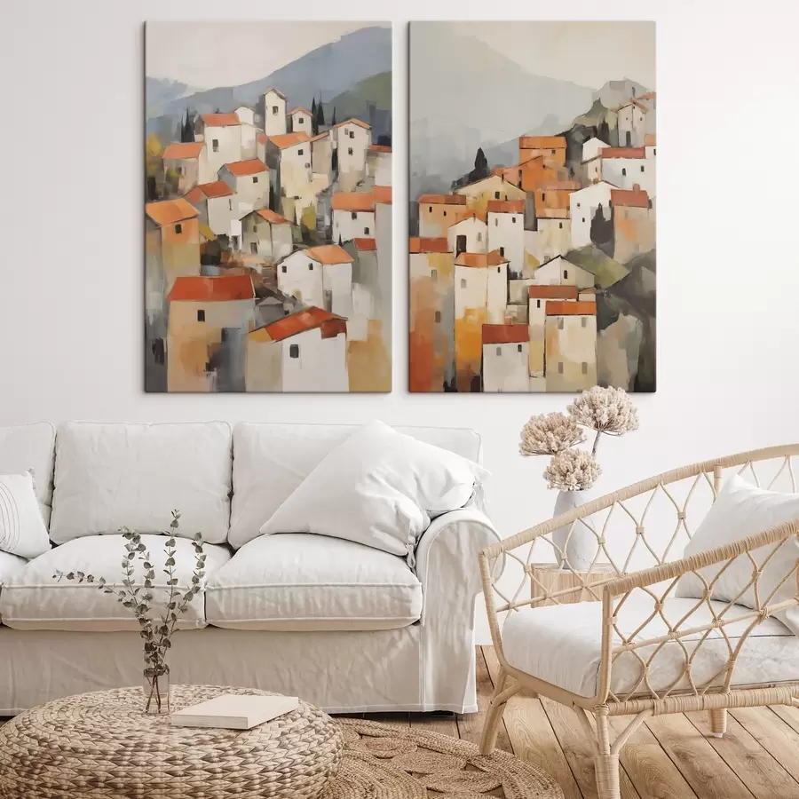 murales de pared Casas abstractas, imitación de un cuadro m31007
