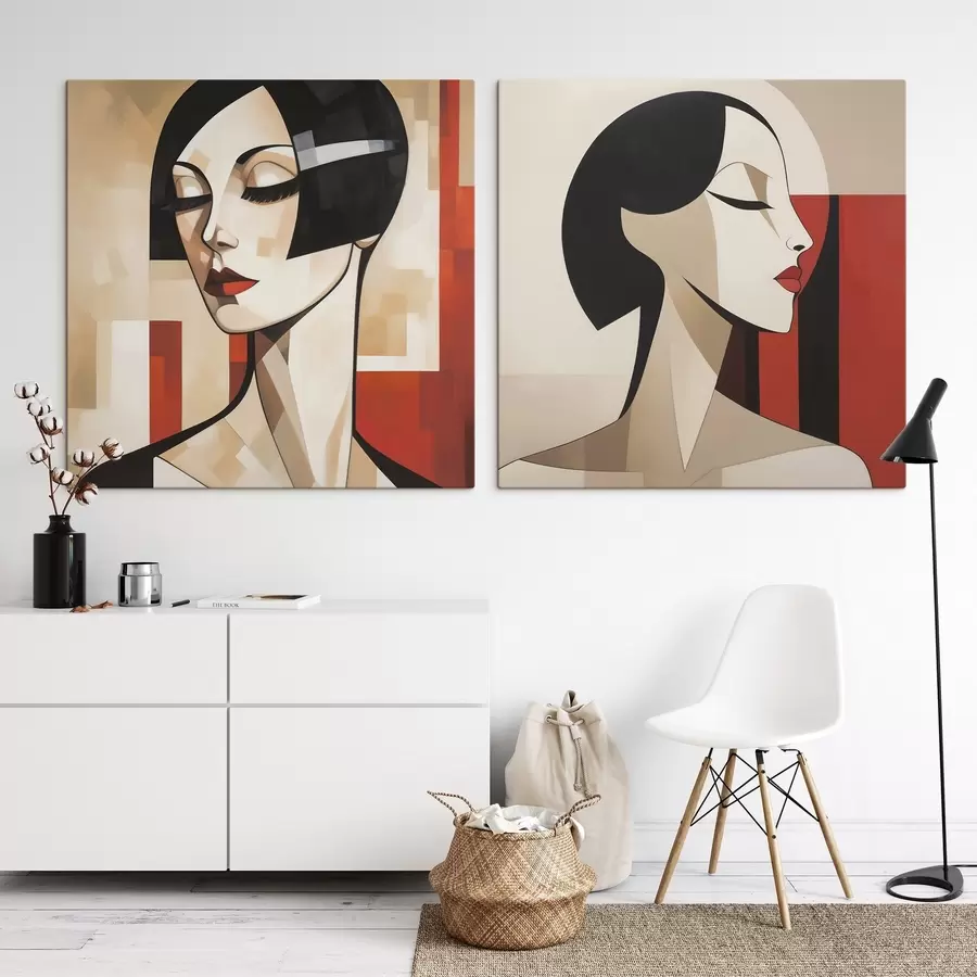 murales de pared Retrato femenino abstracto m31011