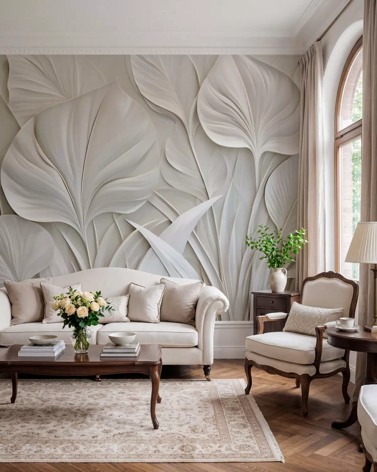 murales de pared Hojas color perla w10074