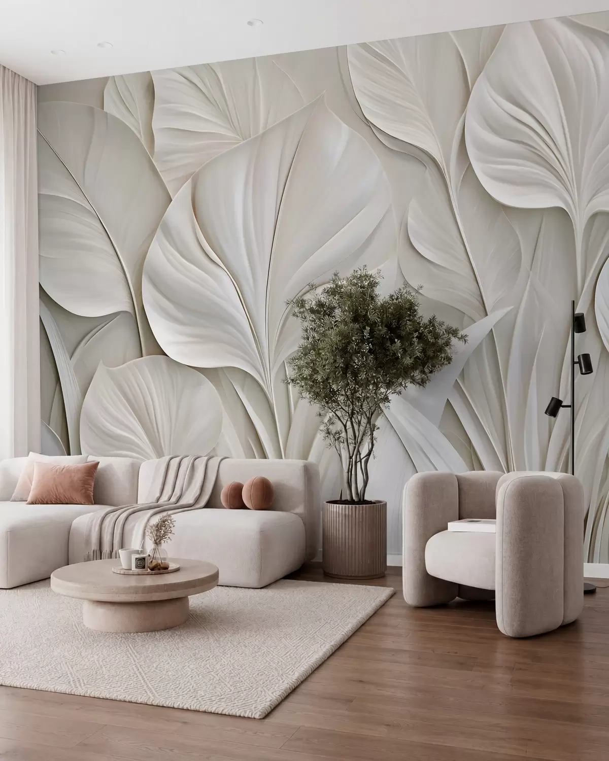 murales de pared Hojas color perla w10074