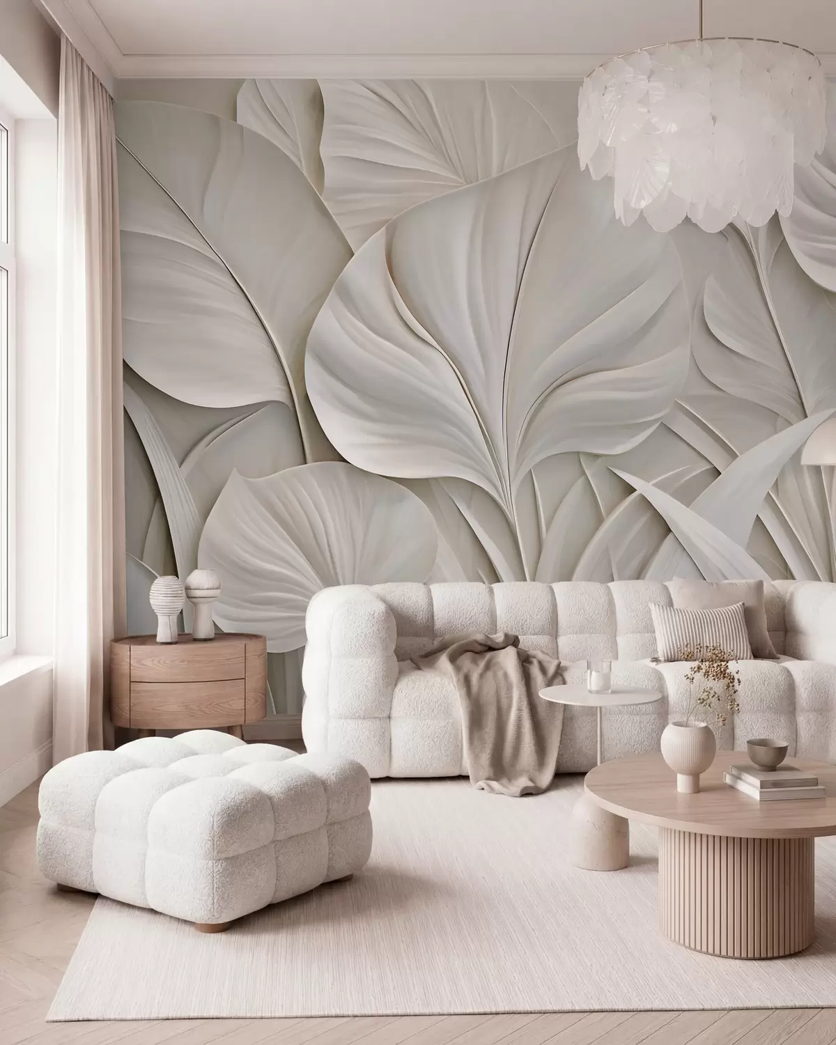 murales de pared Hojas color perla w10074