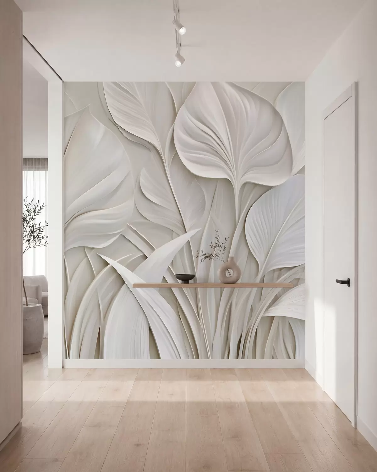 murales de pared Hojas color perla w10074