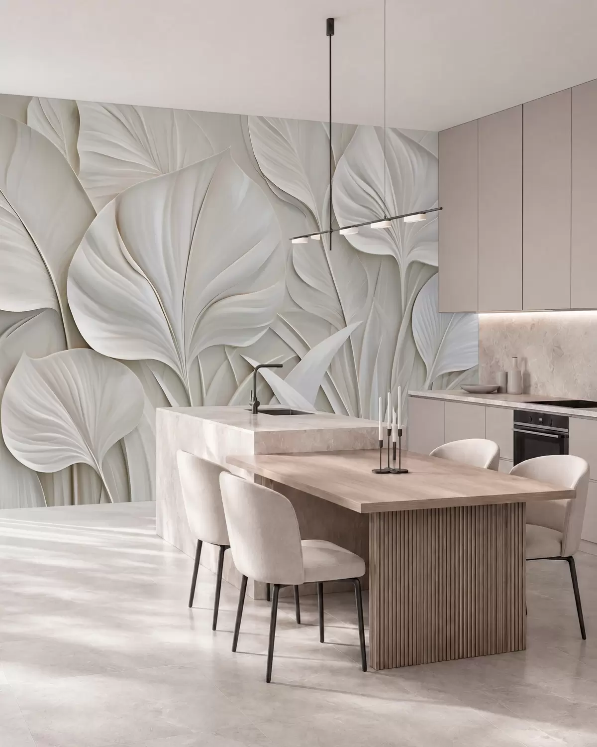 murales de pared Hojas color perla w10074