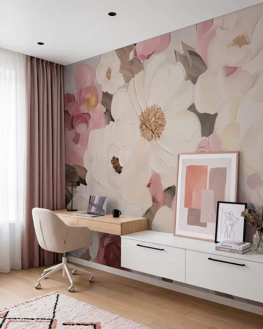 murales de pared Floración en rosa empolvado w05905