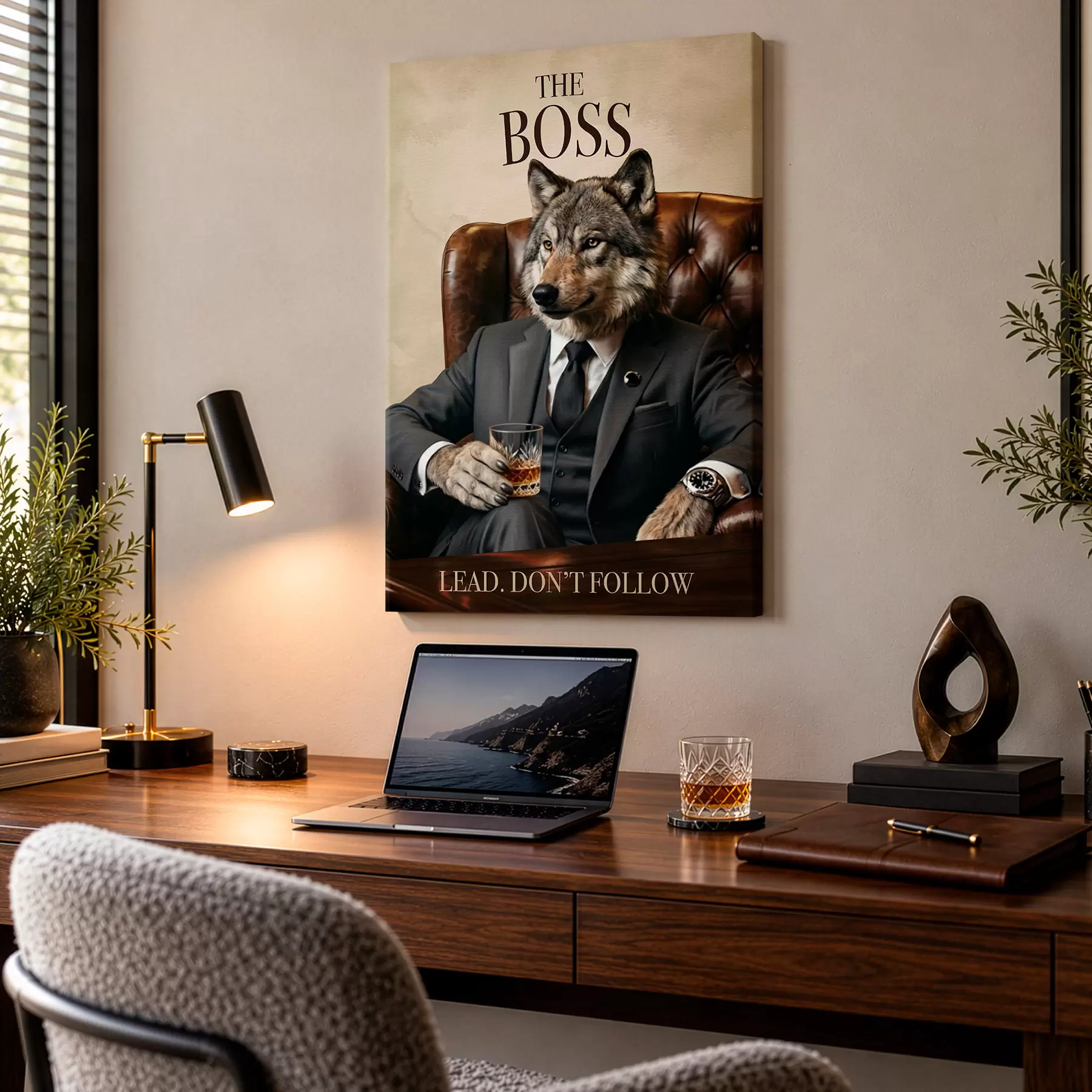murales de pared El lobo con traje s50508