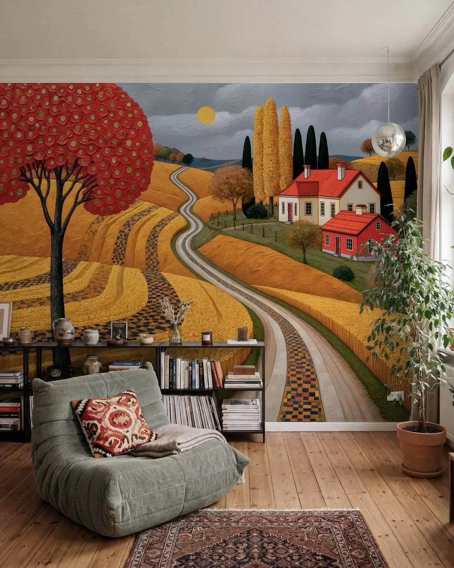 murales de pared Pueblo en otoño w10049