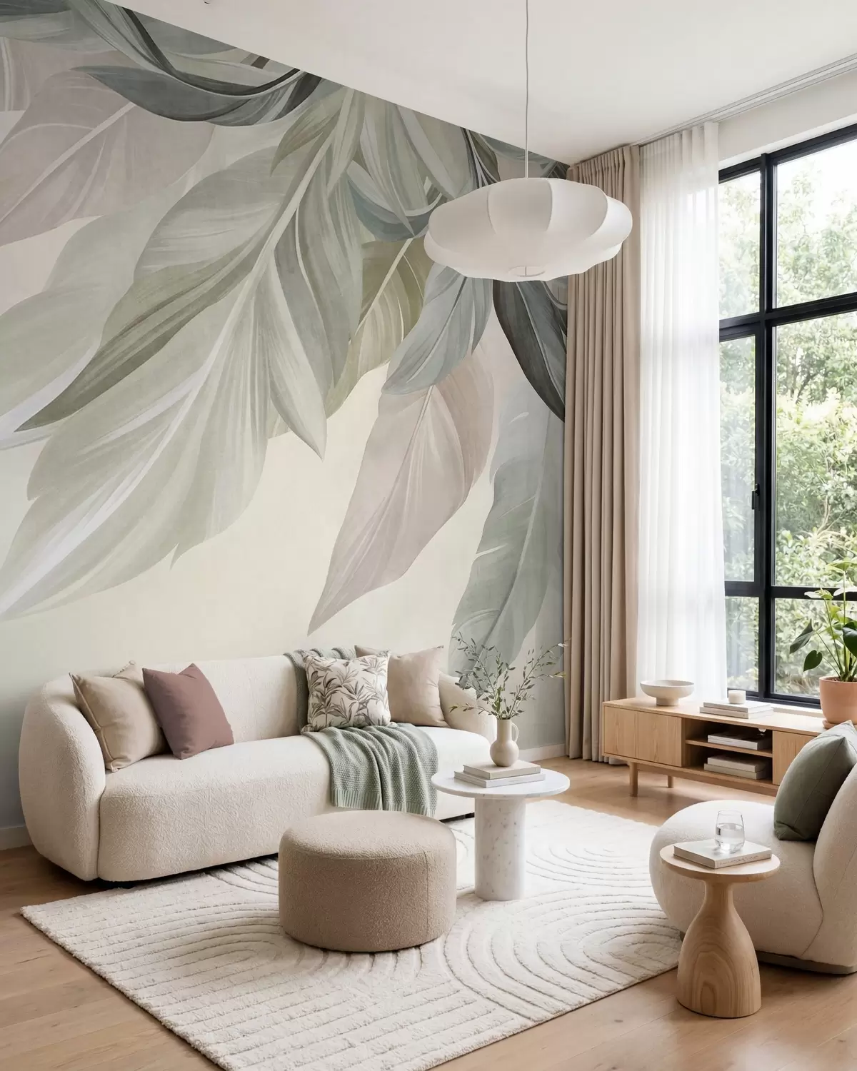 murales de pared Hojas en tonos pastel w10054