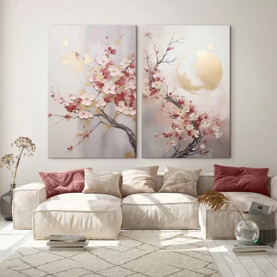 murales de pared Flores abstractas en una rama, estilo de pintura imitativa m31025