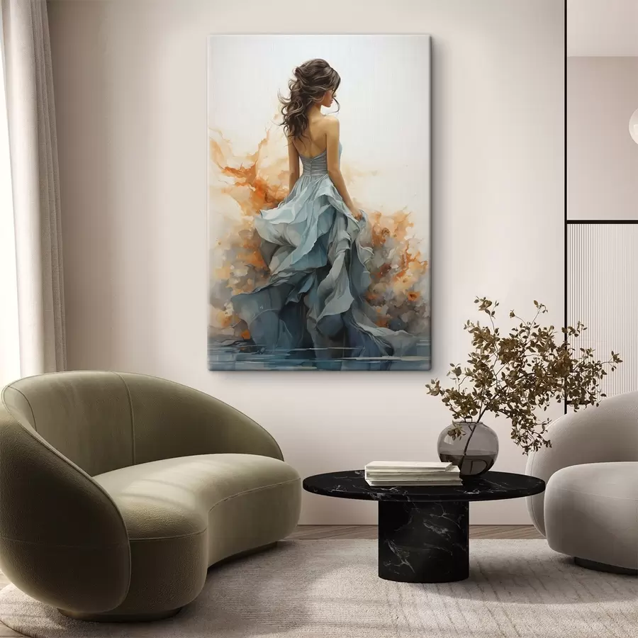 murales de pared Mujer con un vestido azul vaporoso s50747