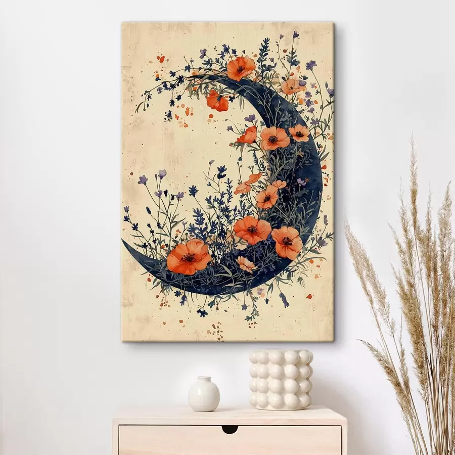 murales de pared Media luna de flores silvestres s50753