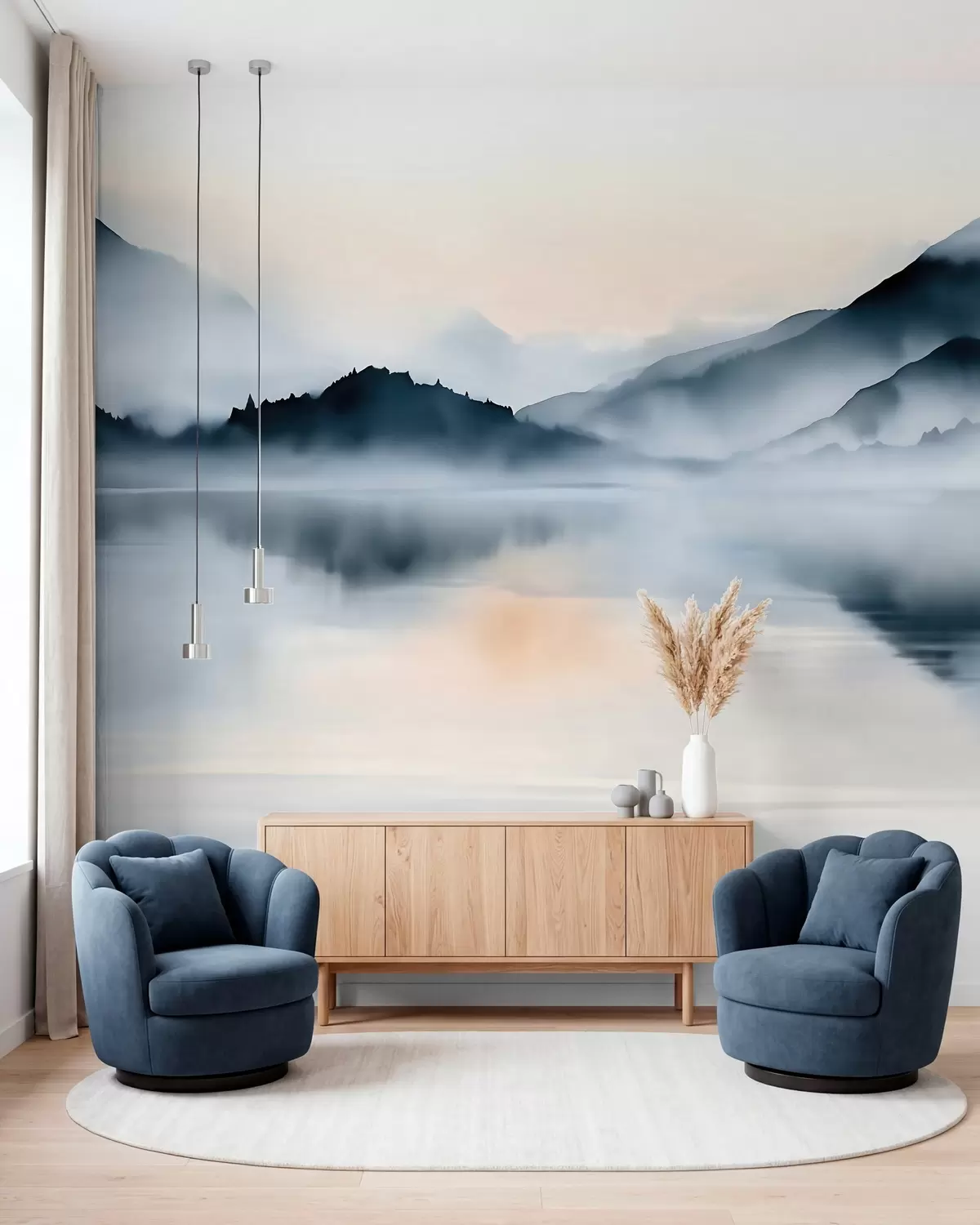 murales de pared Lago en acuarela w10078