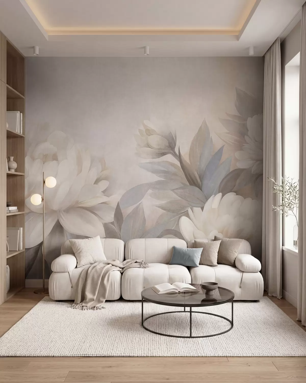 murales de pared Peonías en tonos pastel w10061