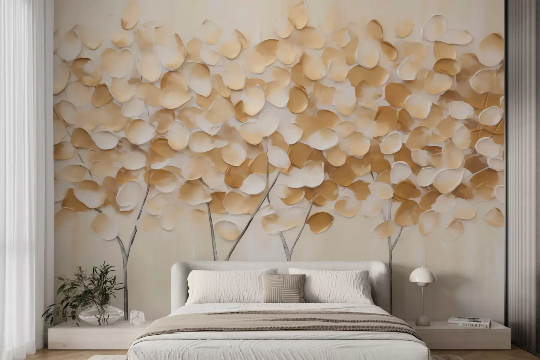 murales de pared Arboleda en oro w05942