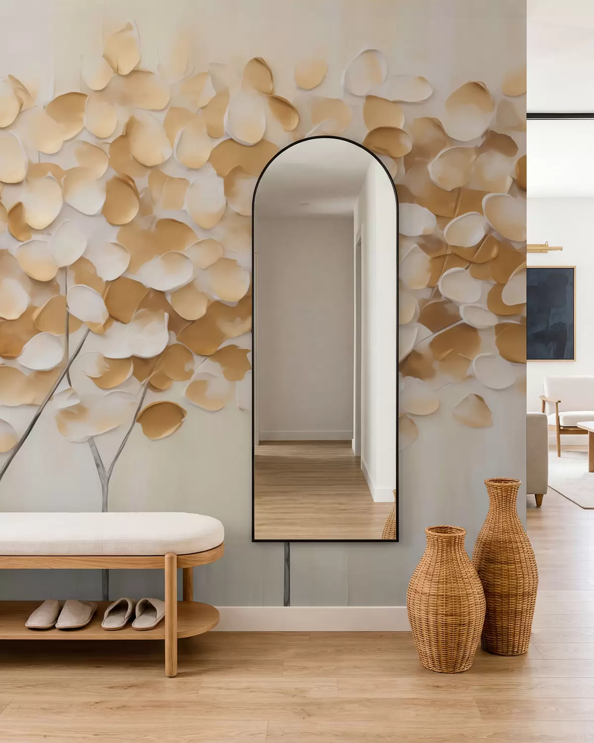 murales de pared Arboleda en oro w05942