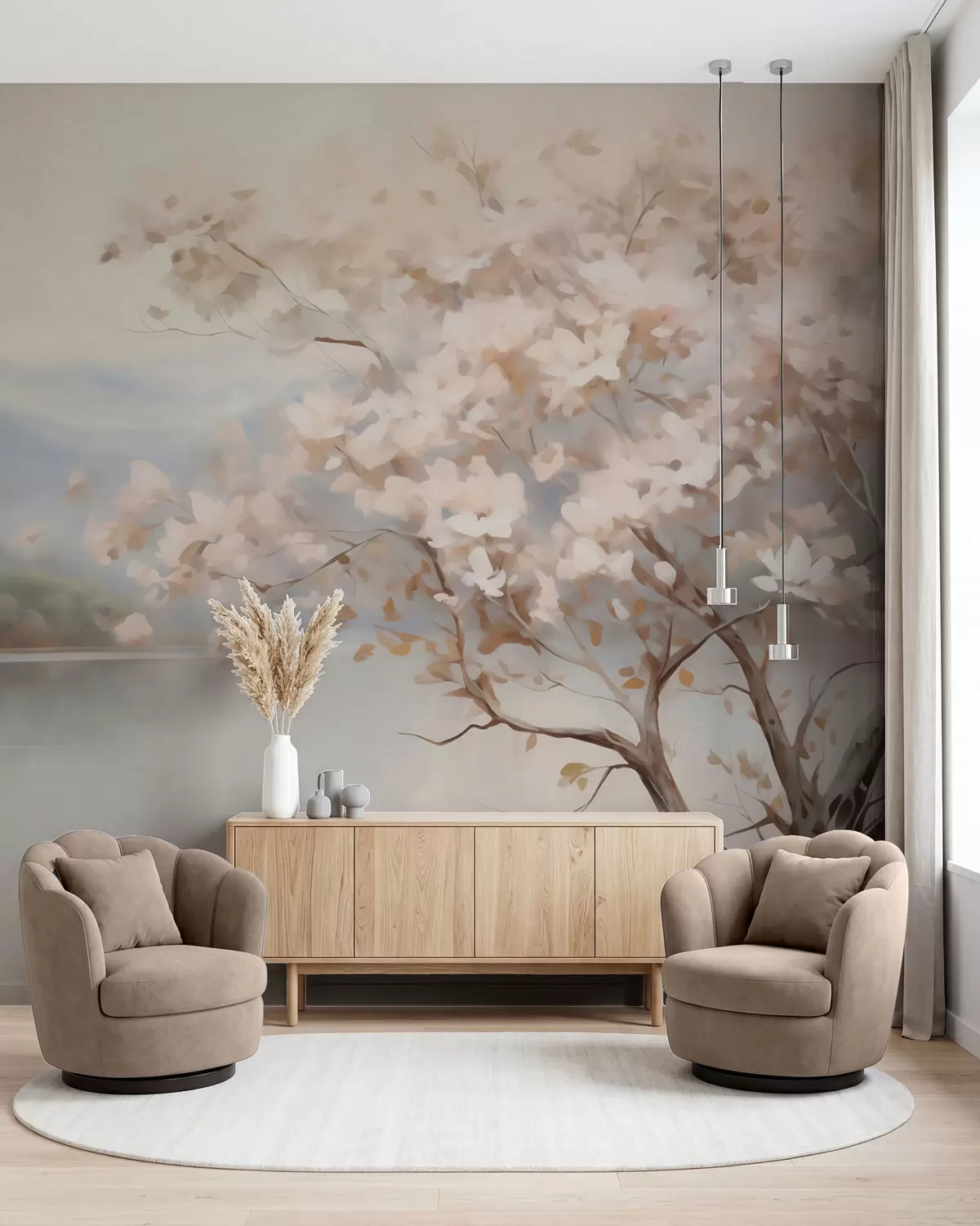 murales de pared Flores en la niebla w05950