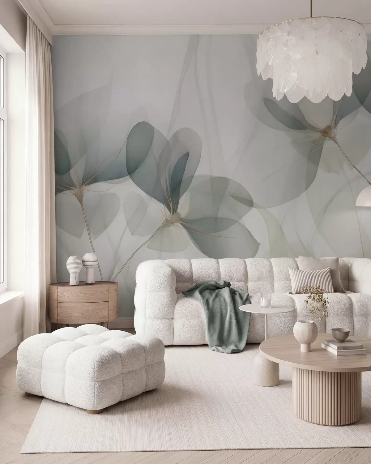 murales de pared Pétalos verde salvia w05952