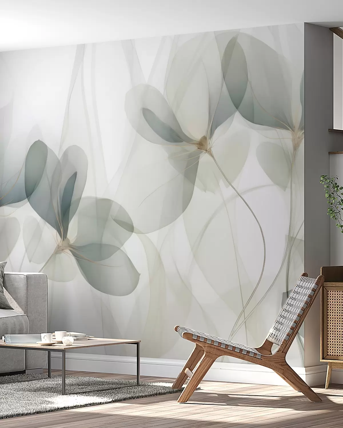 murales de pared Pétalos verde salvia w05952