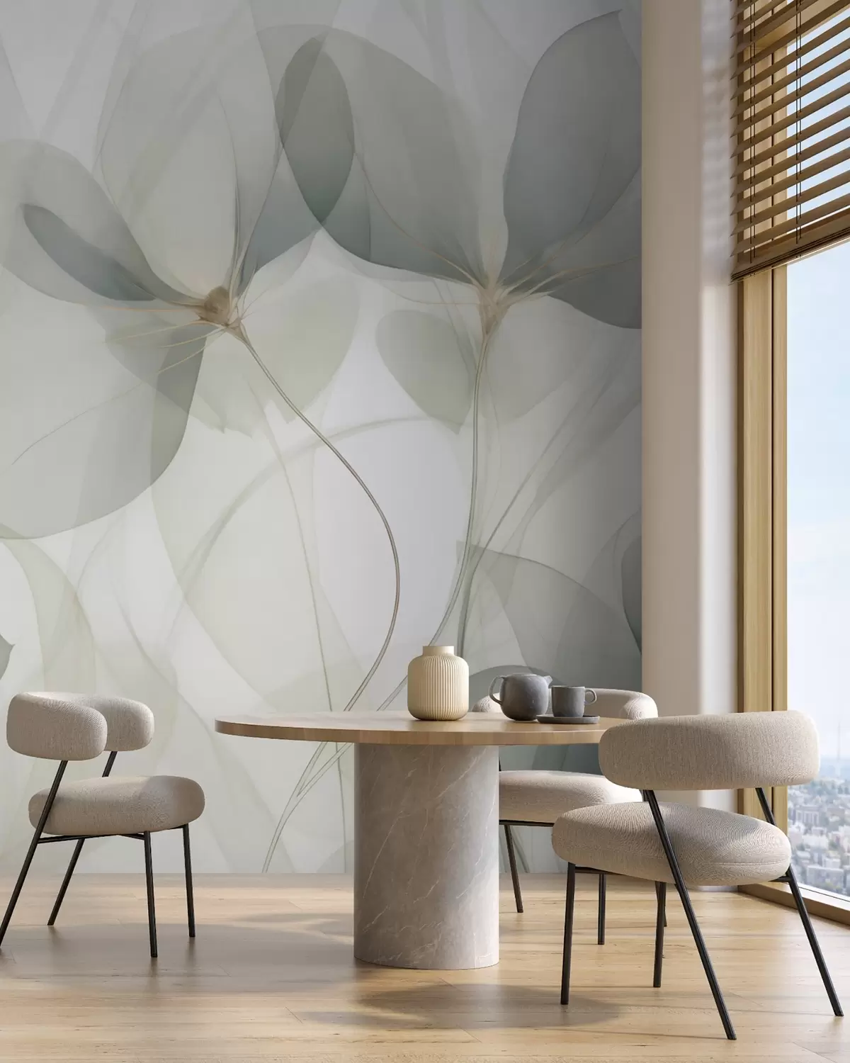 murales de pared Pétalos verde salvia w05952