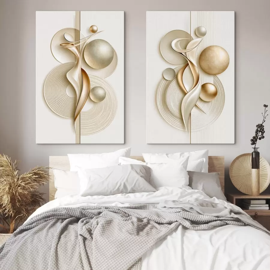 murales de pared Elegantes figuras abstractas con bolas m31034