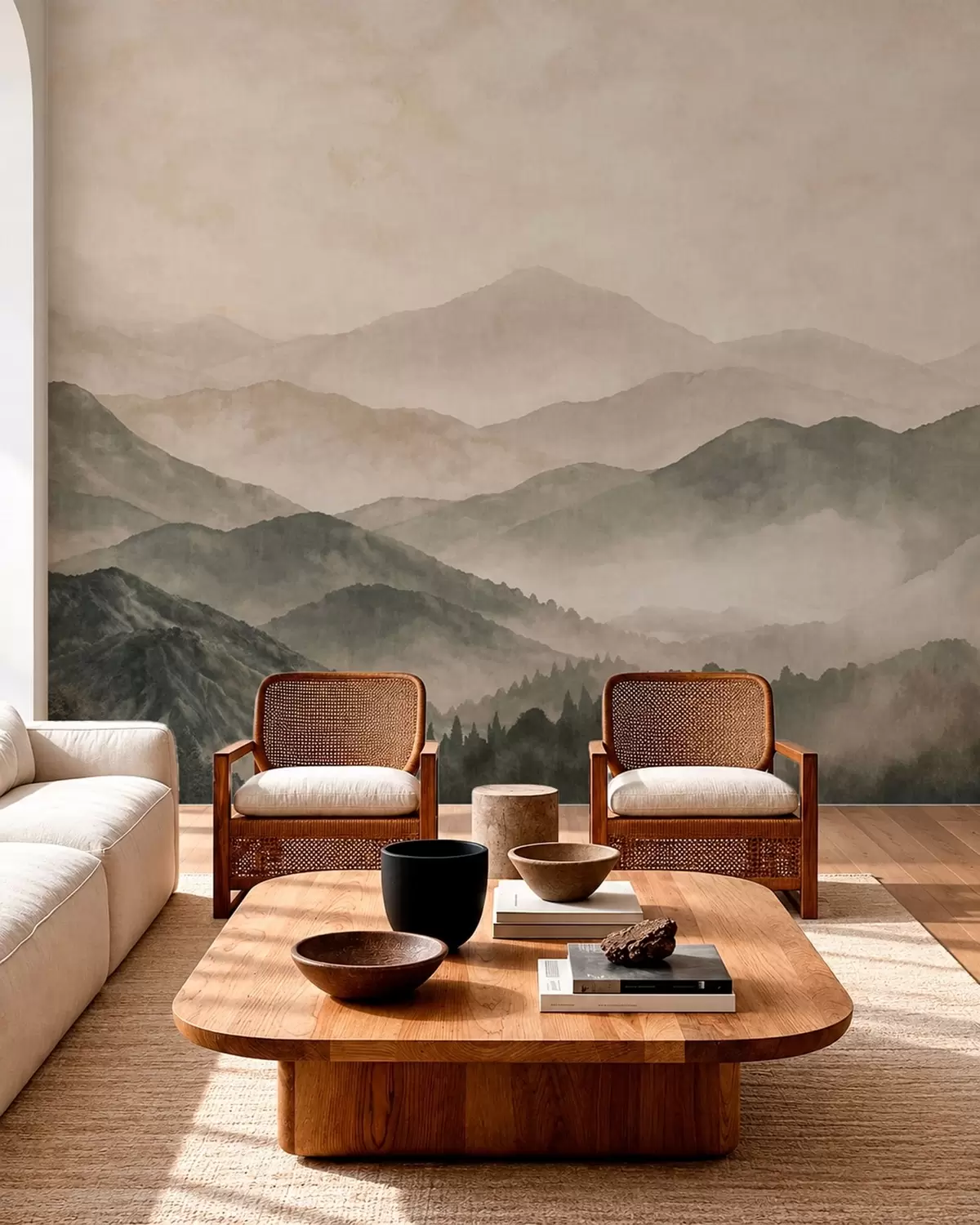 murales de pared Cordilleras brumosas y bosques oscuros w05925v3