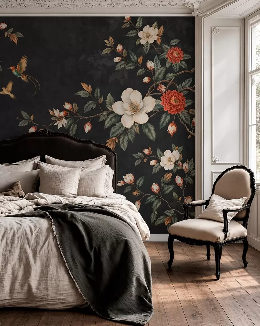 murales de pared Pájaros sobre negro w05927