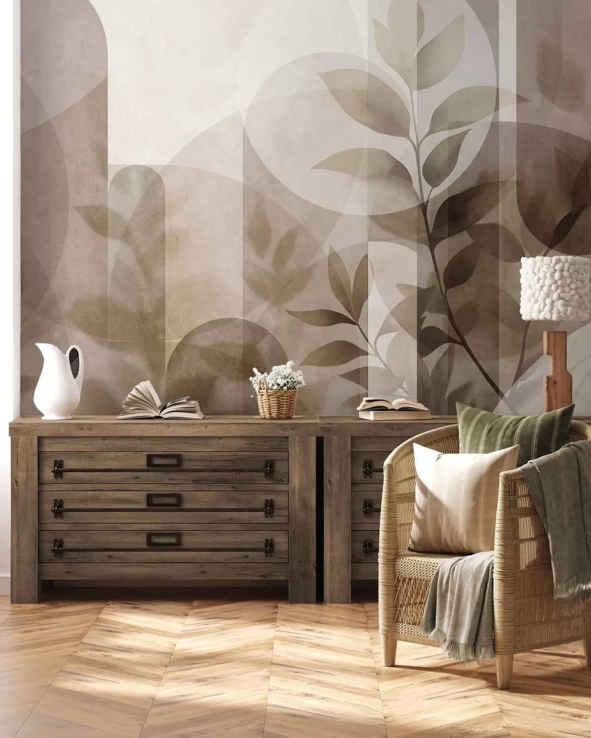 murales de pared Hojas y arcos w10088