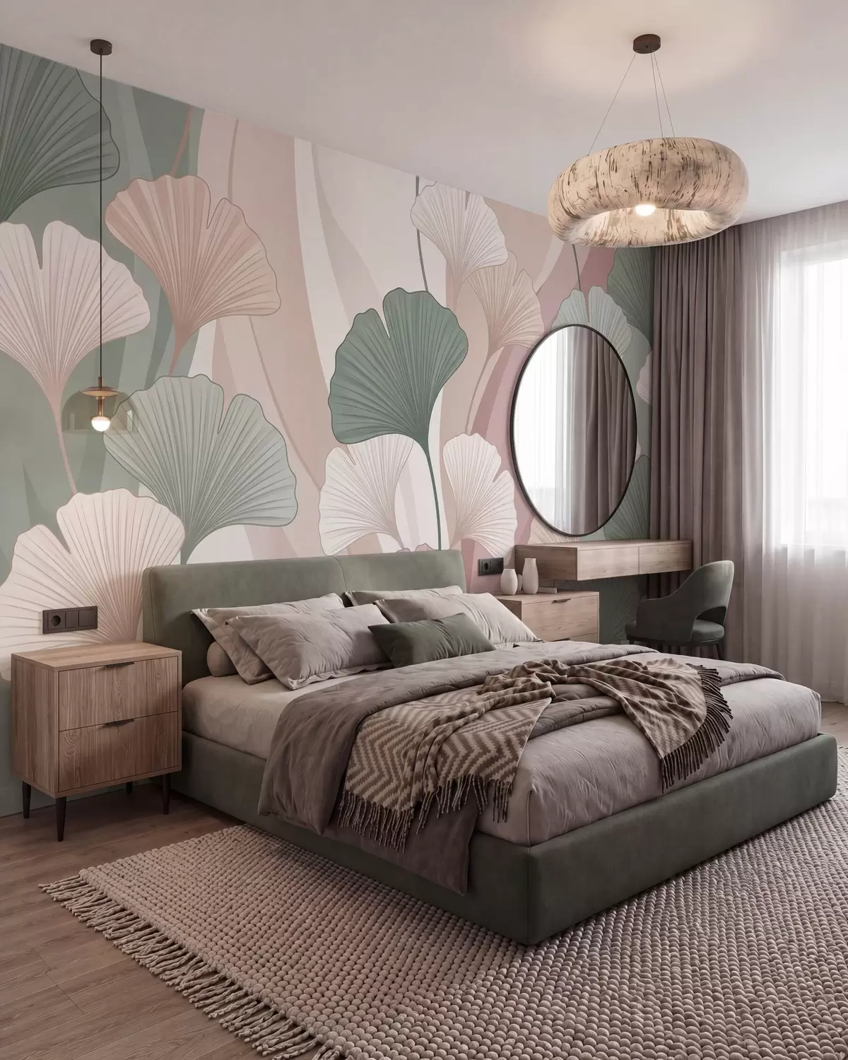 murales de pared Ginkgo en tonos pastel w10040