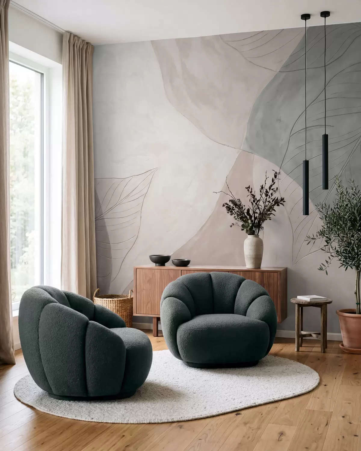 murales de pared Hojas y aliento w10070