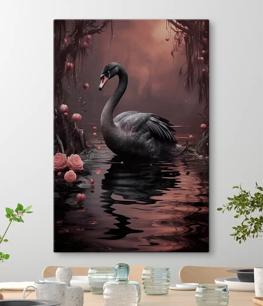 murales de pared Cisne negro en la superficie del lago s50917