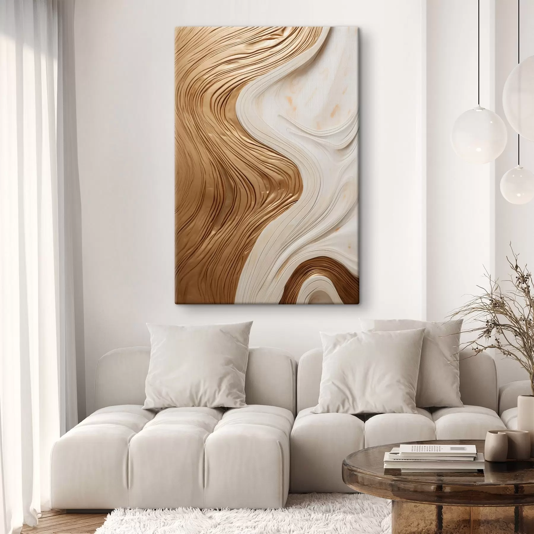 murales de pared Líneas abstractas en espiral que crean una obra de arte minimalista, moderna y con textura s50962