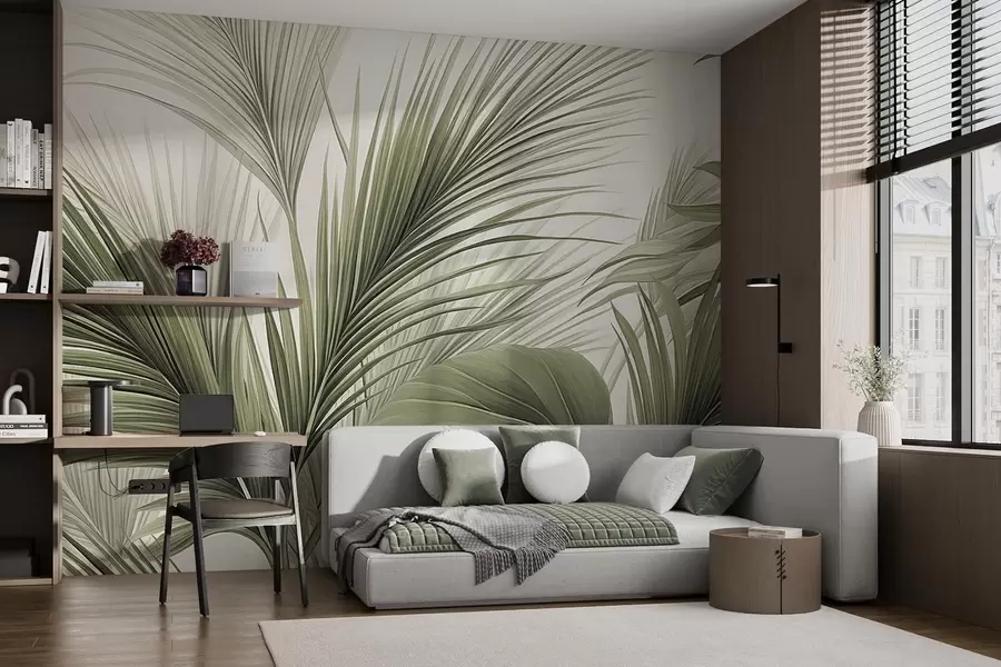 murales de pared Palmera en verde w09986