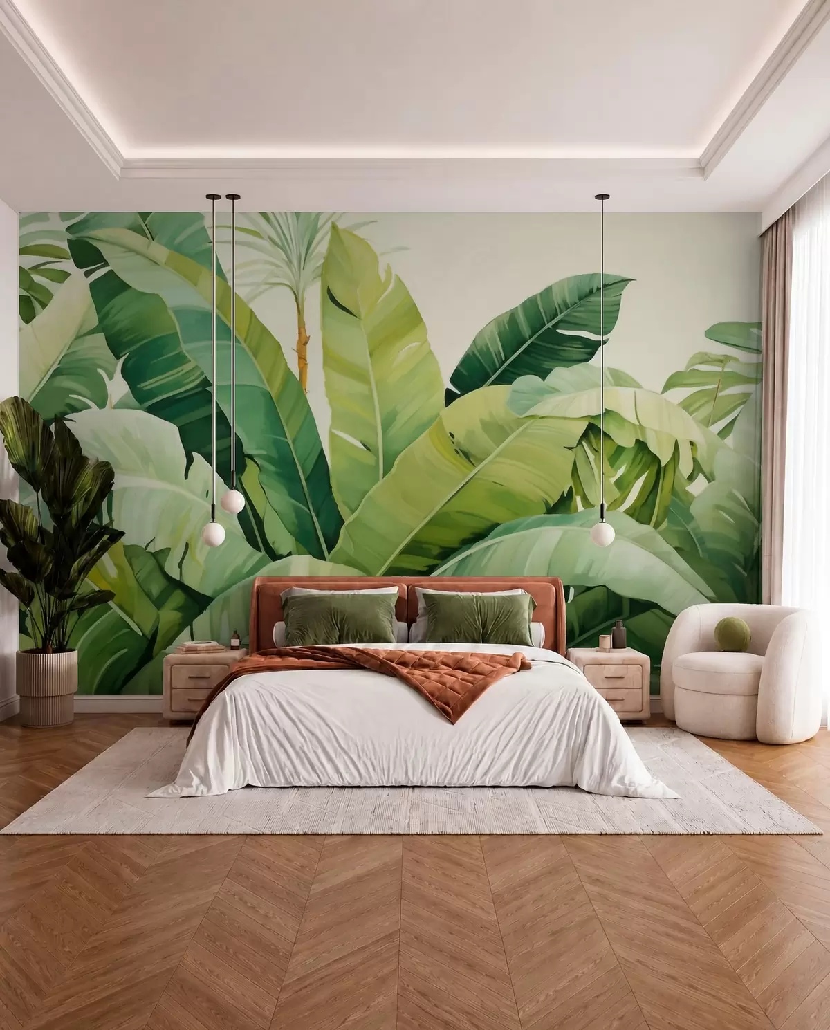 murales de pared Hojas de banano en verde w05975