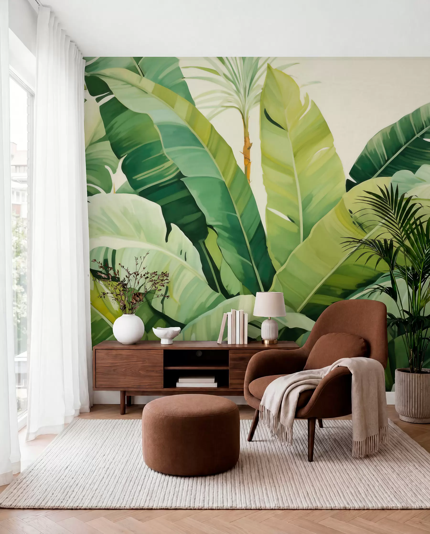 murales de pared Hojas de banano en verde w05975