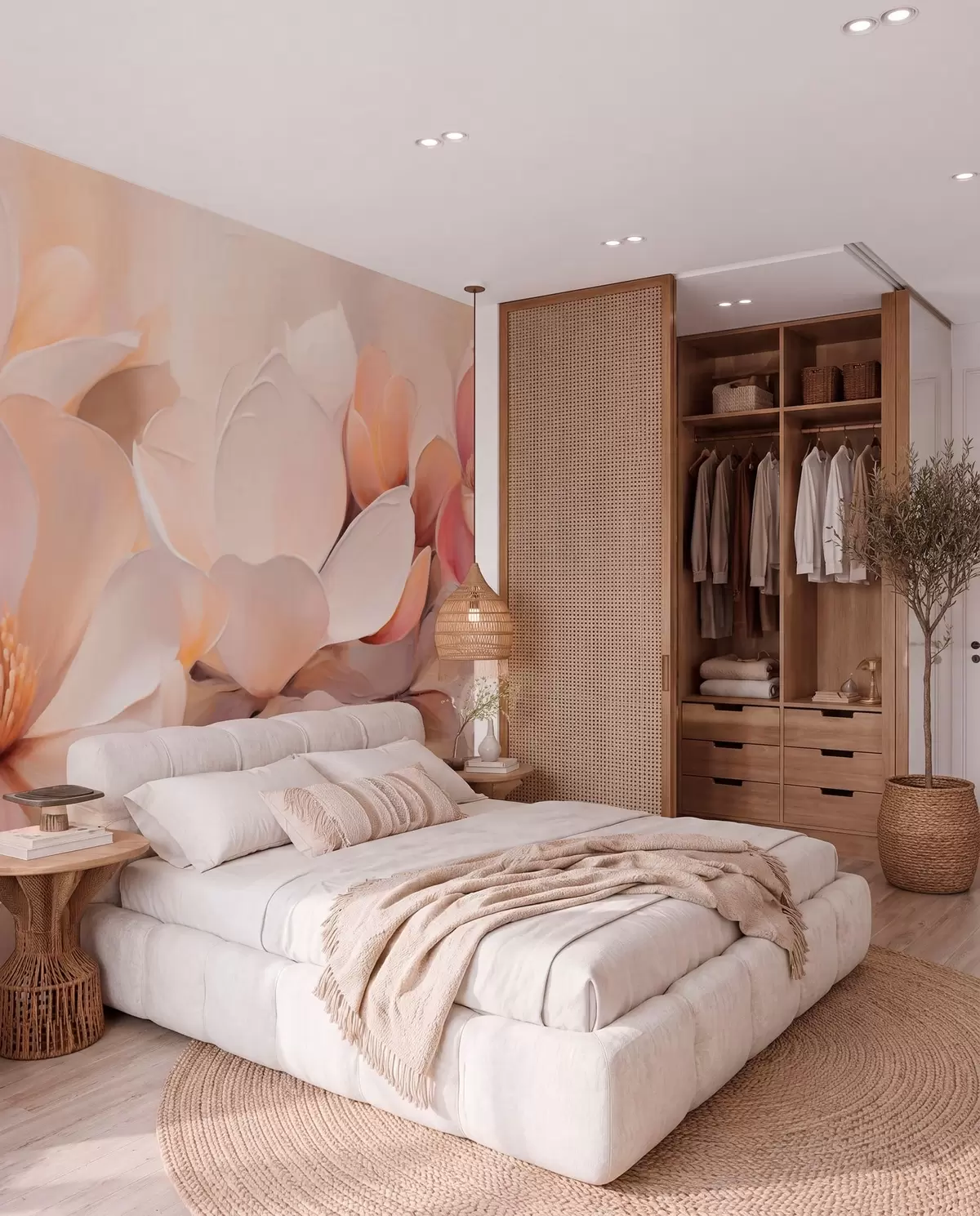 murales de pared Flores color melocotón w05979