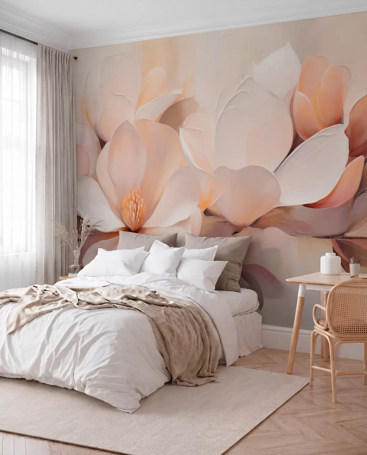 murales de pared Flores color melocotón w05979