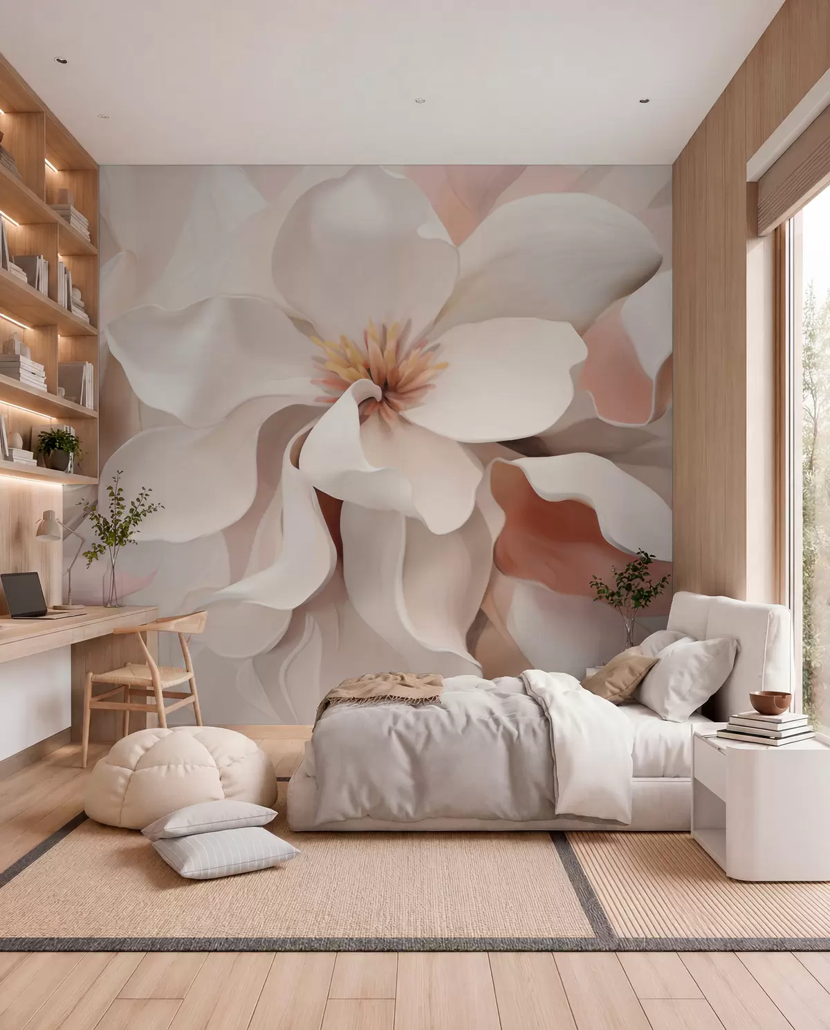 murales de pared Pétalos color melocotón w05985
