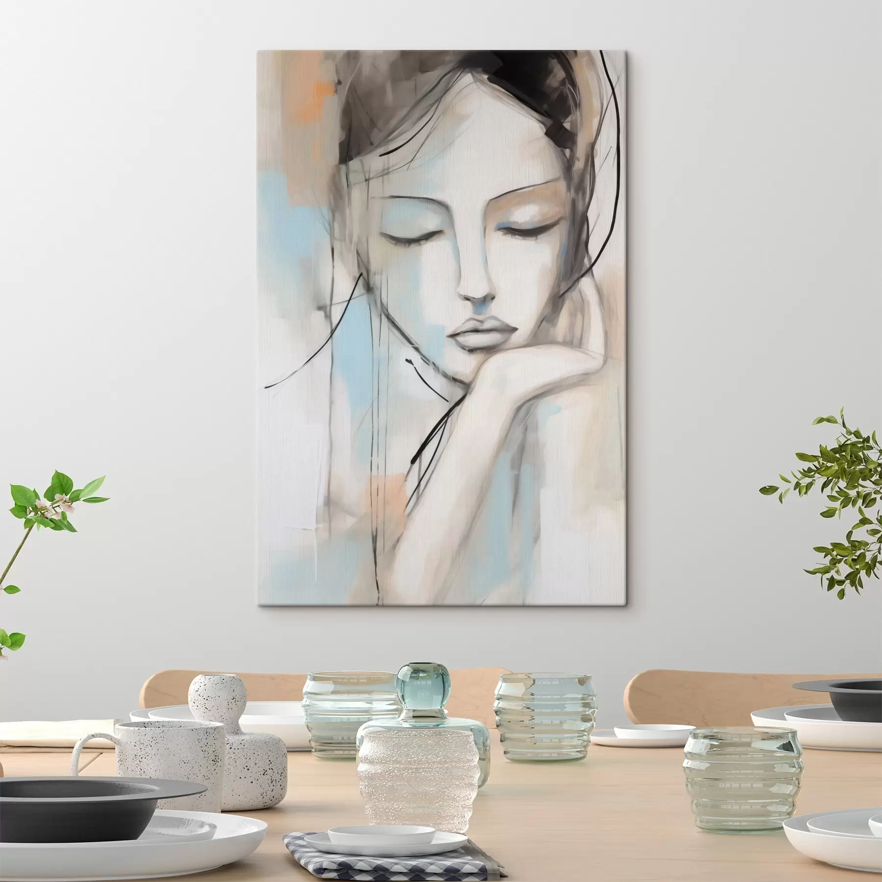 murales de pared Rostro apoyado en una mano s50980