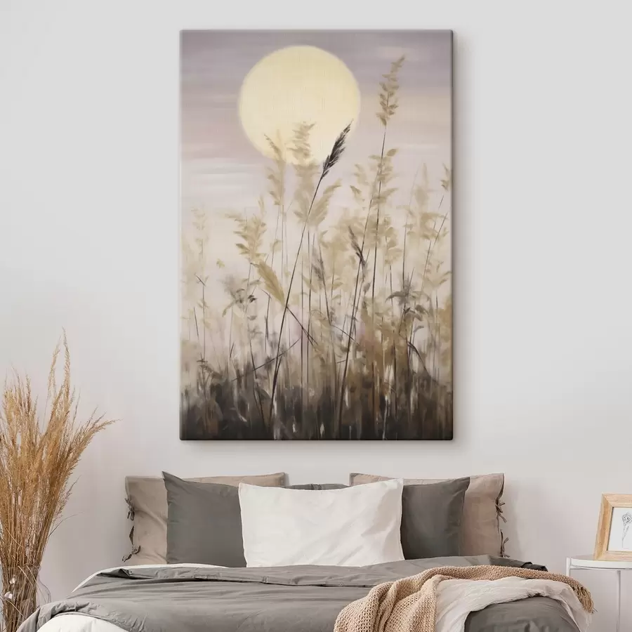 murales de pared Hierbas abstractas con la luna de fondo, imitación de un cuadro s50985