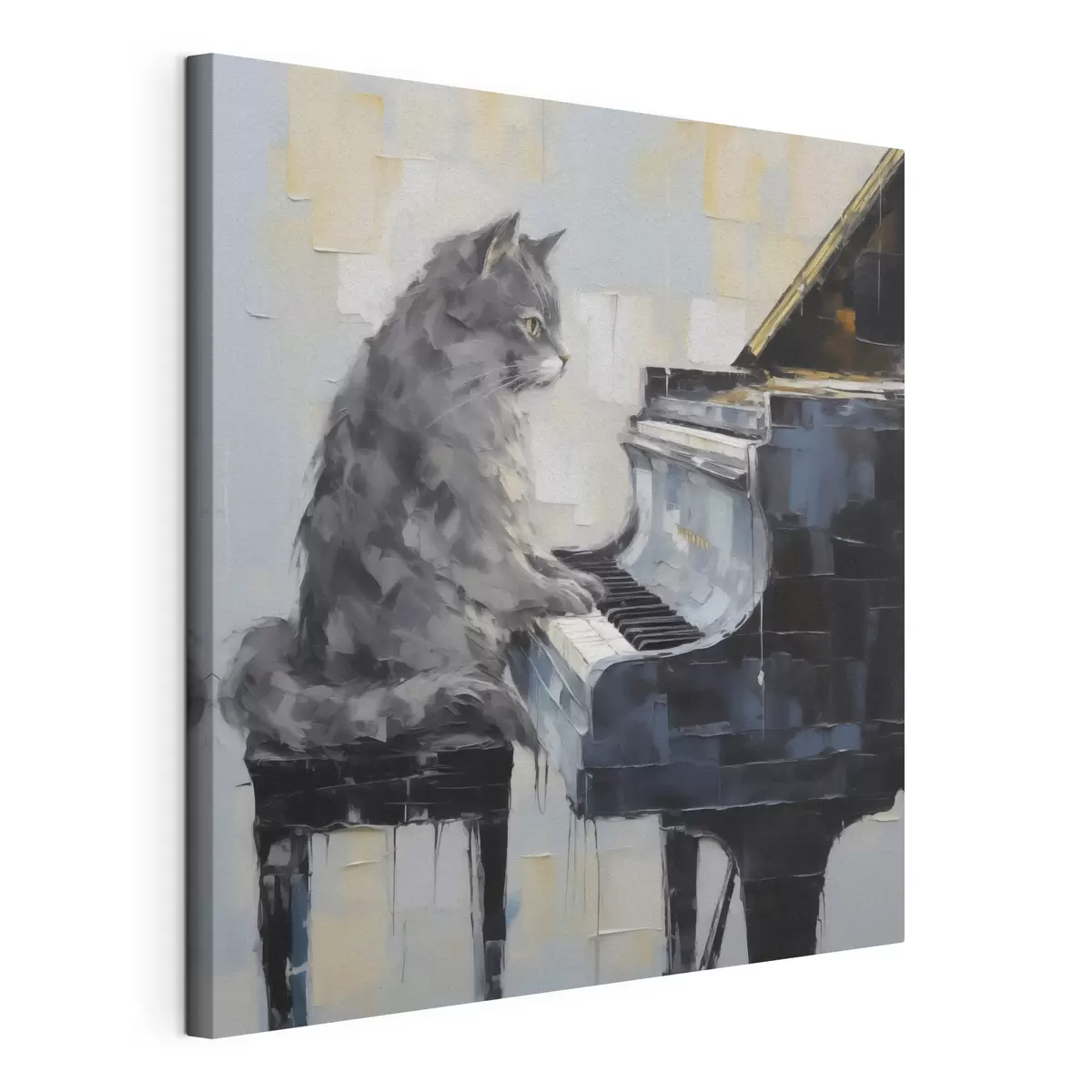 murales de pared Gato tocando el piano de cola, estilo de pintura imitativa s50989