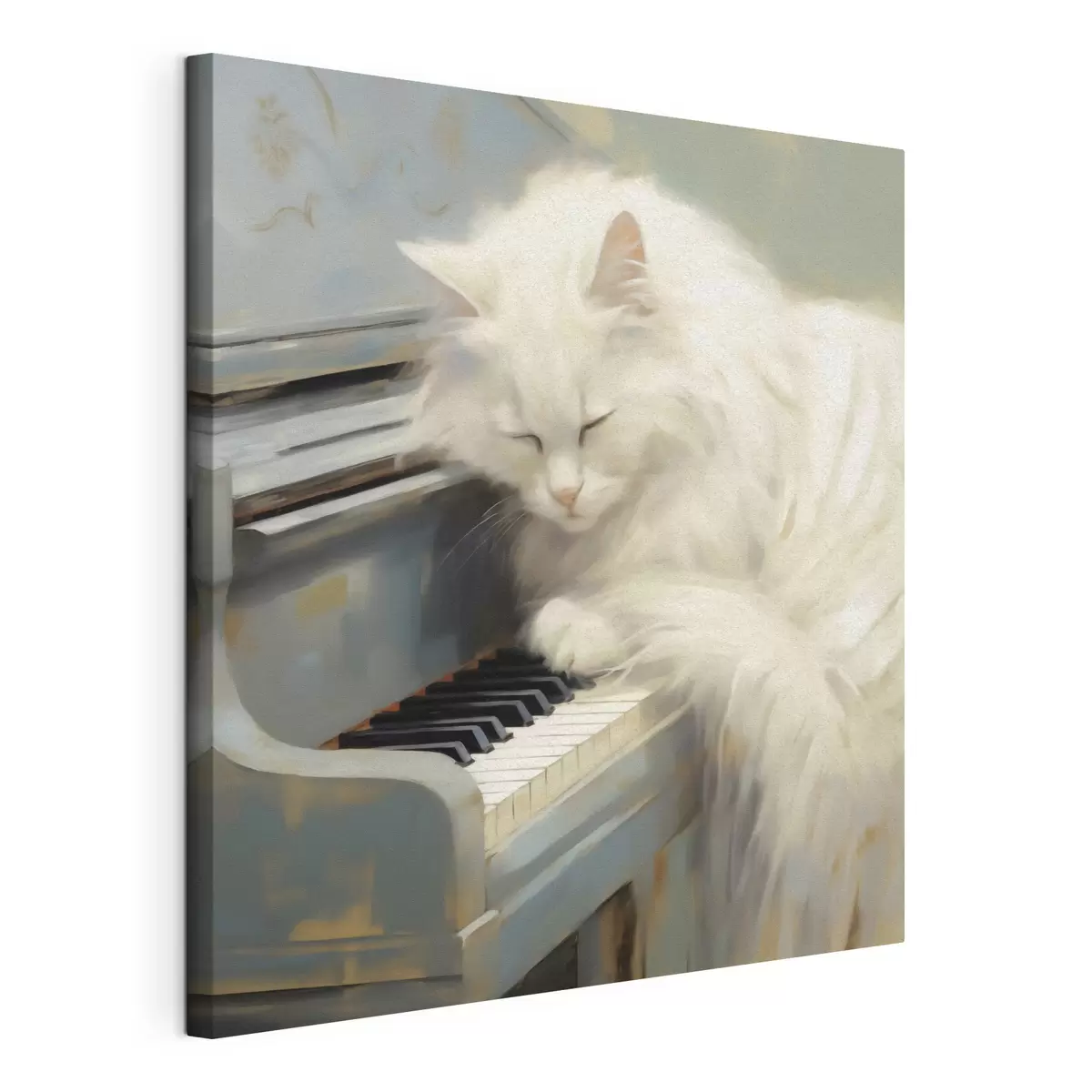 murales de pared Gato durmiendo sobre las teclas de un piano, imitación de un cuadro s50990