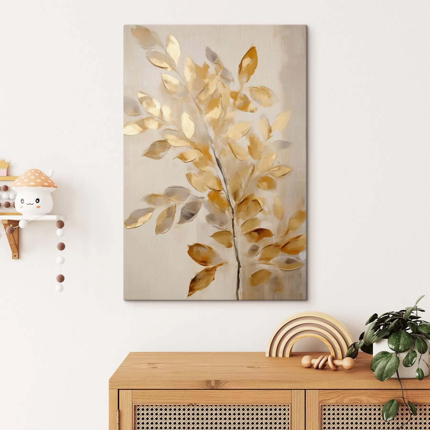 murales de pared Hojas doradas se despliegan s50993